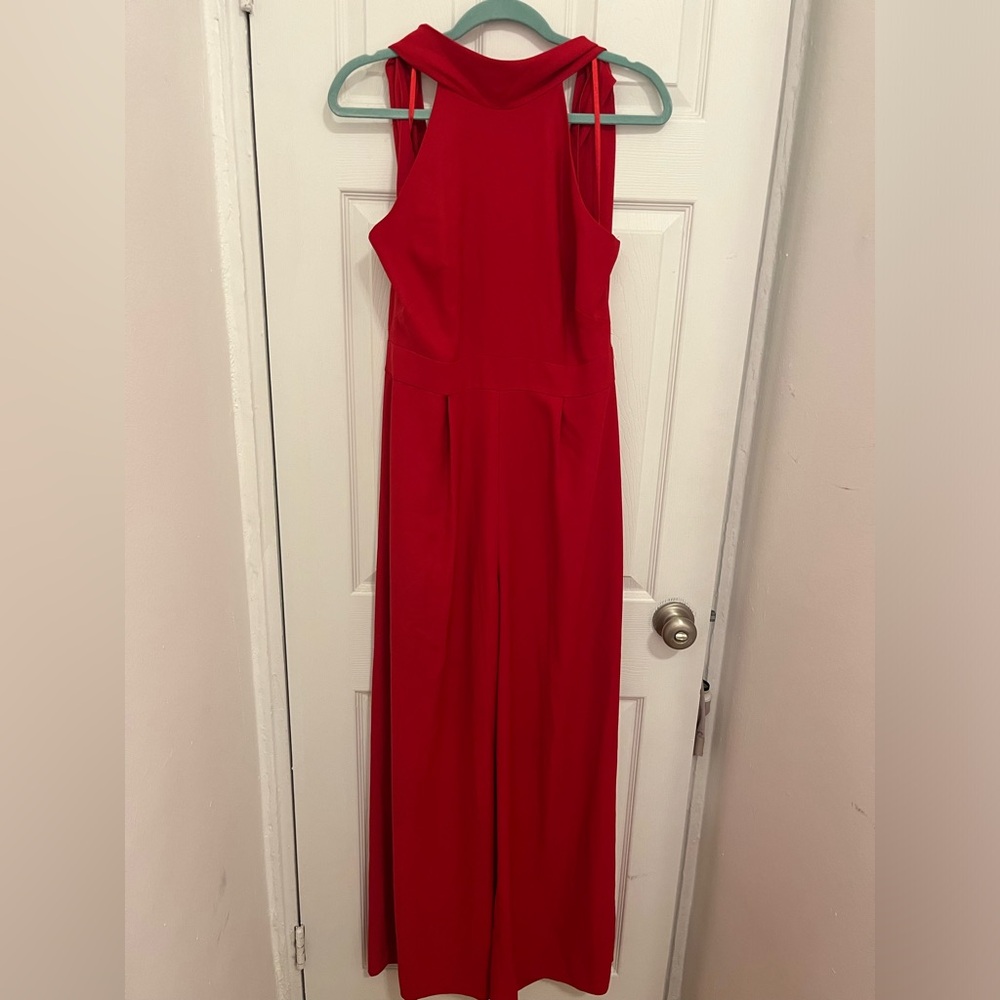 Chelsea28, Wide leg halter jumpsuit, red, size 10